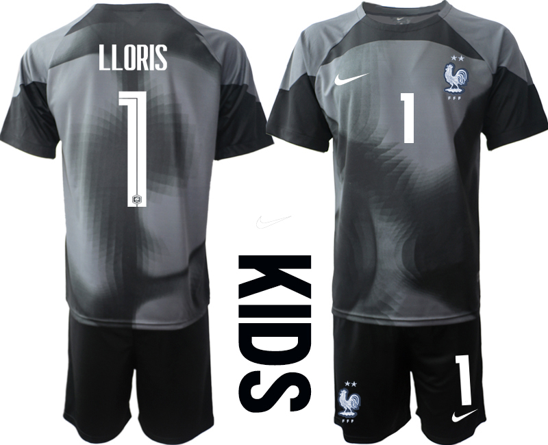 Cheap Youth 2022 World Cup National Team France black goalkeeper 1 Soccer Jersey
